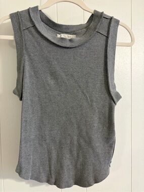 We The Free Gray Ribbed Sleeveless Tank